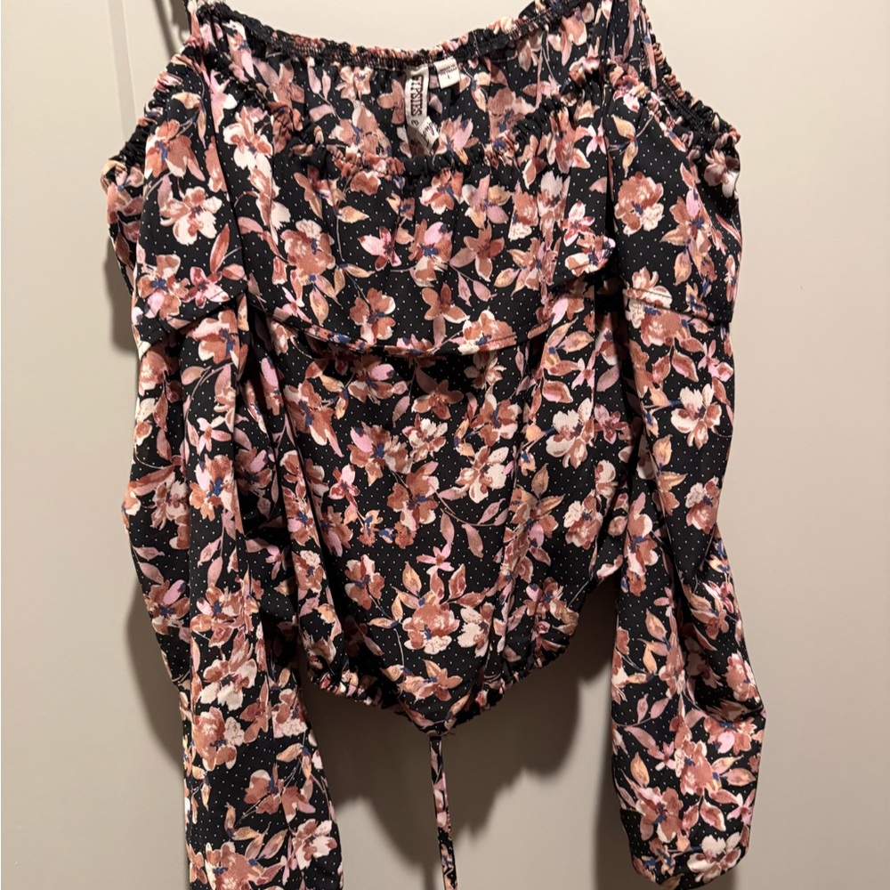 Gypsies & Moondust Black and Pink Floral Blouse